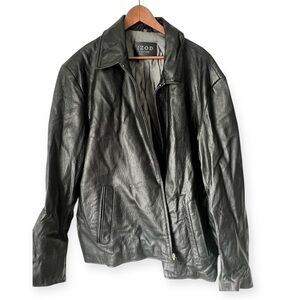 Vintage IZOD Men's Black Leather Jacket Size XL